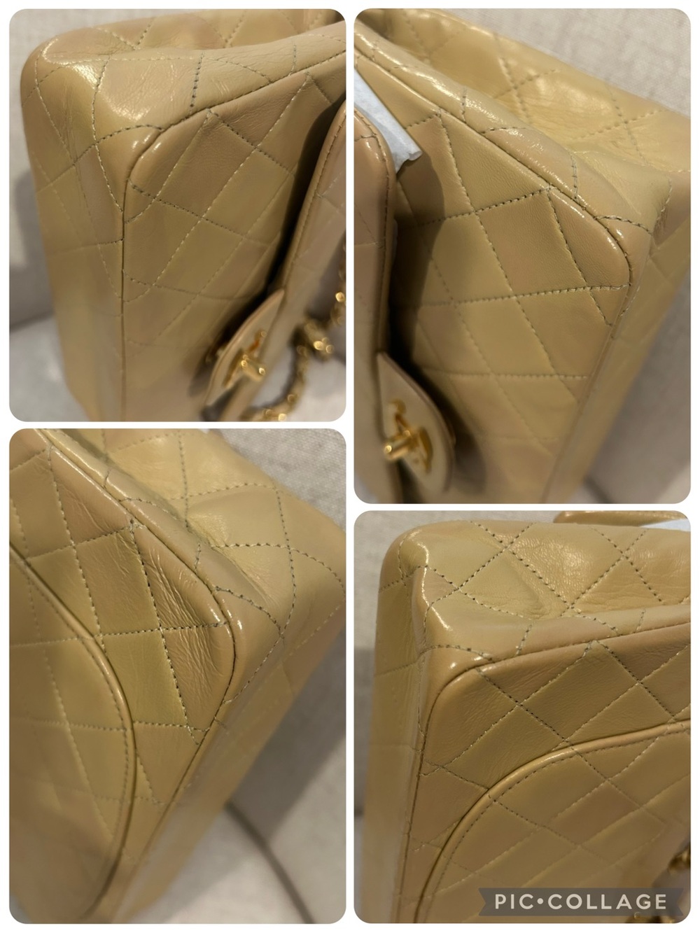 CHANEL Beige Lambskin Leather Shoulder Bag Gold Chain-Entrupy Certification - Picture 4 of 10